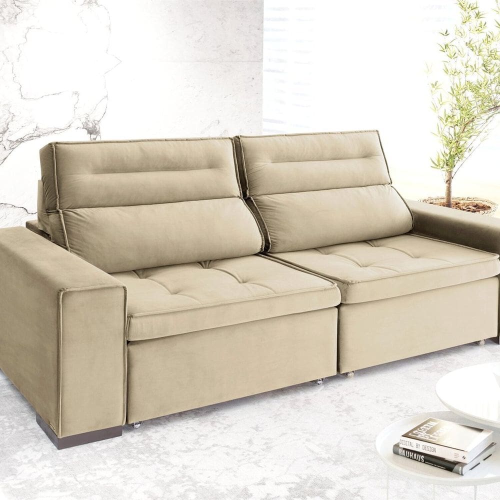 Sofá Retrátil e Reclinável 2 Lugares 230 Cm Charm Bege