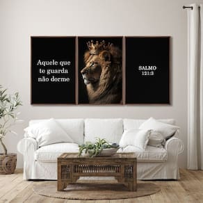 Quadro Decorativo Religioso Aquele que Te Guarda, Não Dorme com 3 Telas de Parede 60cm X 90cm Marrom