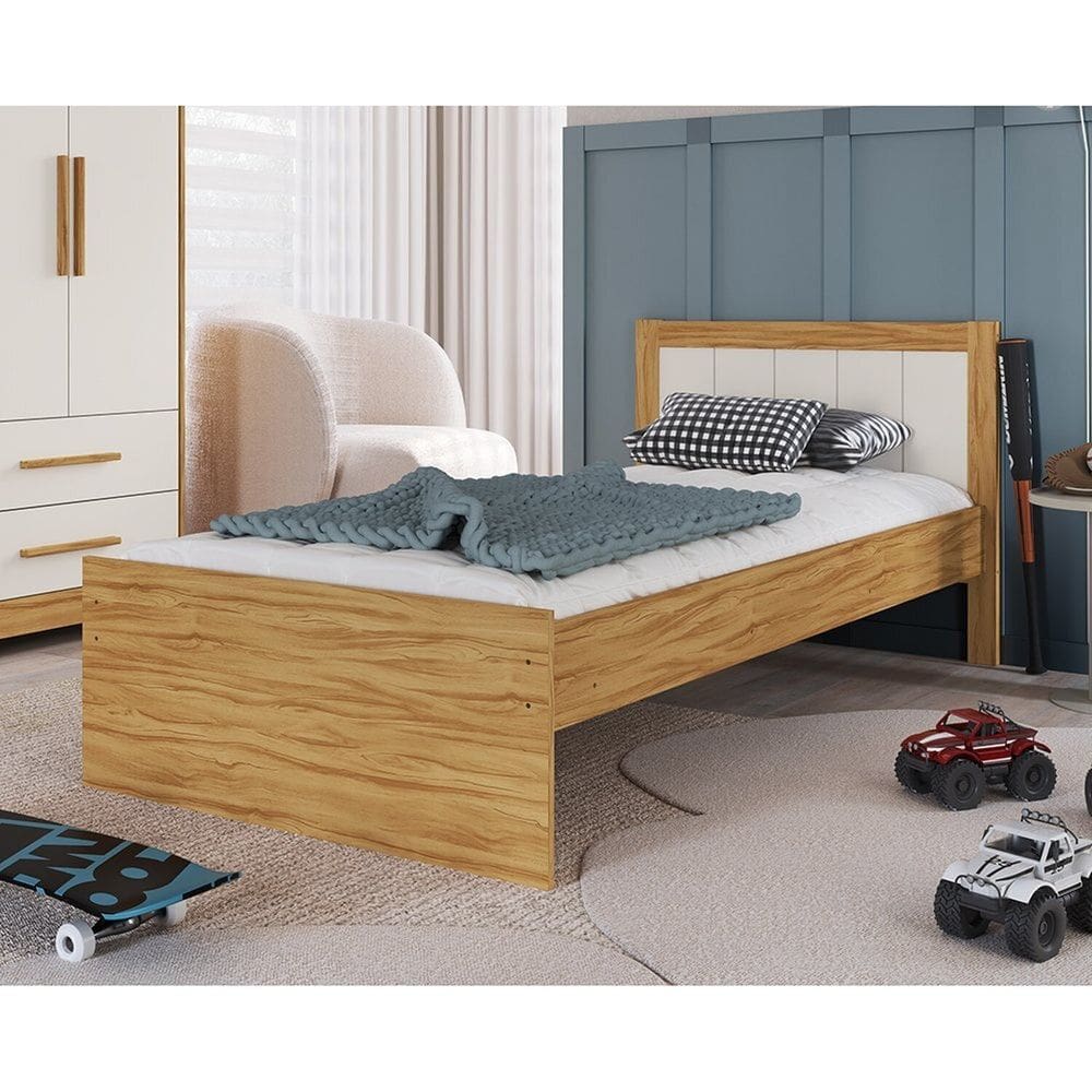 Cama Infantil Babá 100% Mdf Margo Espresso Móveis Branco Brilho/Amêndoa