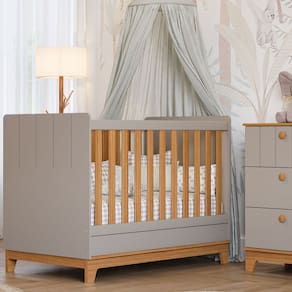Berço Mini Cama Chantilly Expresso Móveis Cinza/Marrom