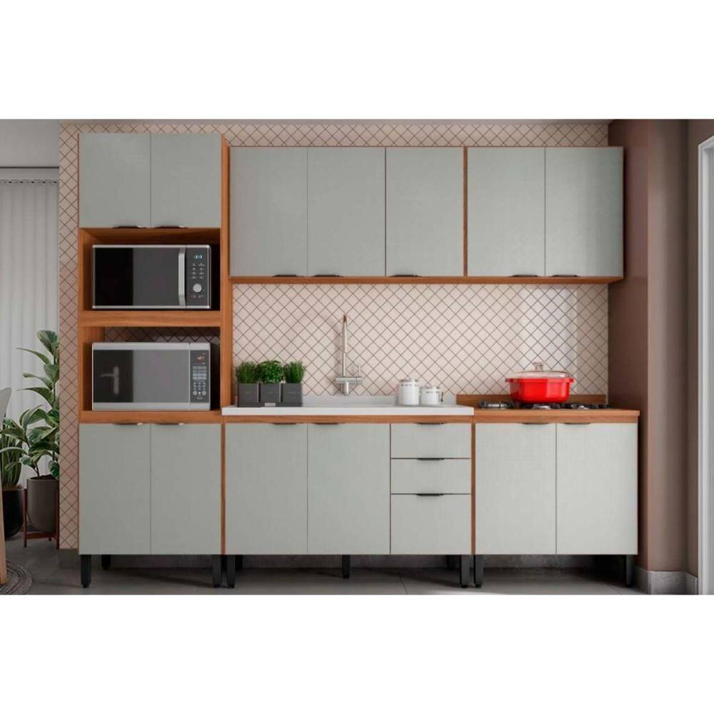 Cozinha Completa Firenze 5 Peças (2Aéreos+2Balcões+1Paneleiro) s/Pia FMT009 Amendola/Nude Prime TX - Demóbile