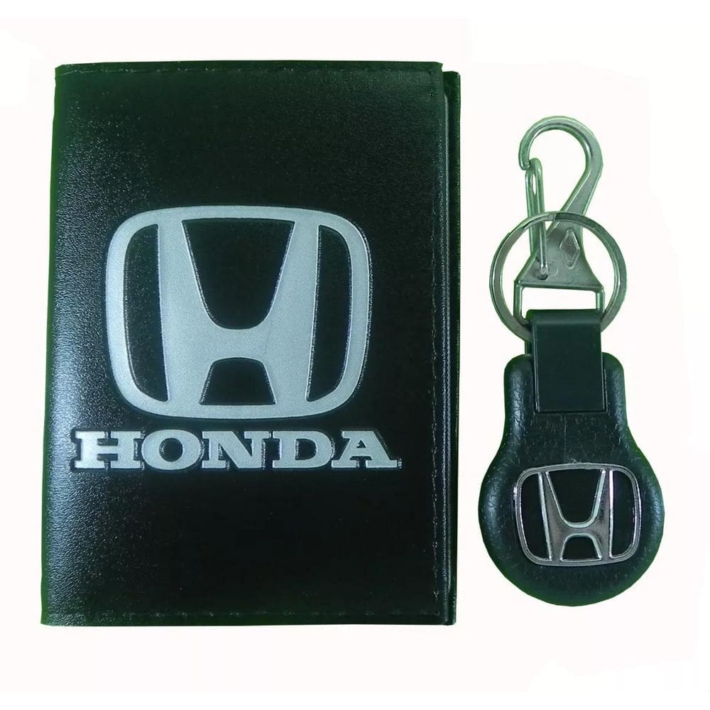 Kit Carteira Couro Porta Documento mais Chaveiro Honda