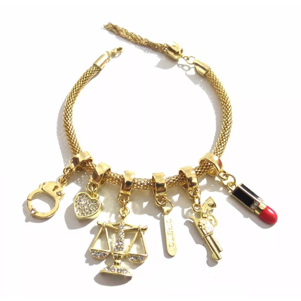 Pulseira Berloques Profissão Advogada Folheado a Ouro 18k