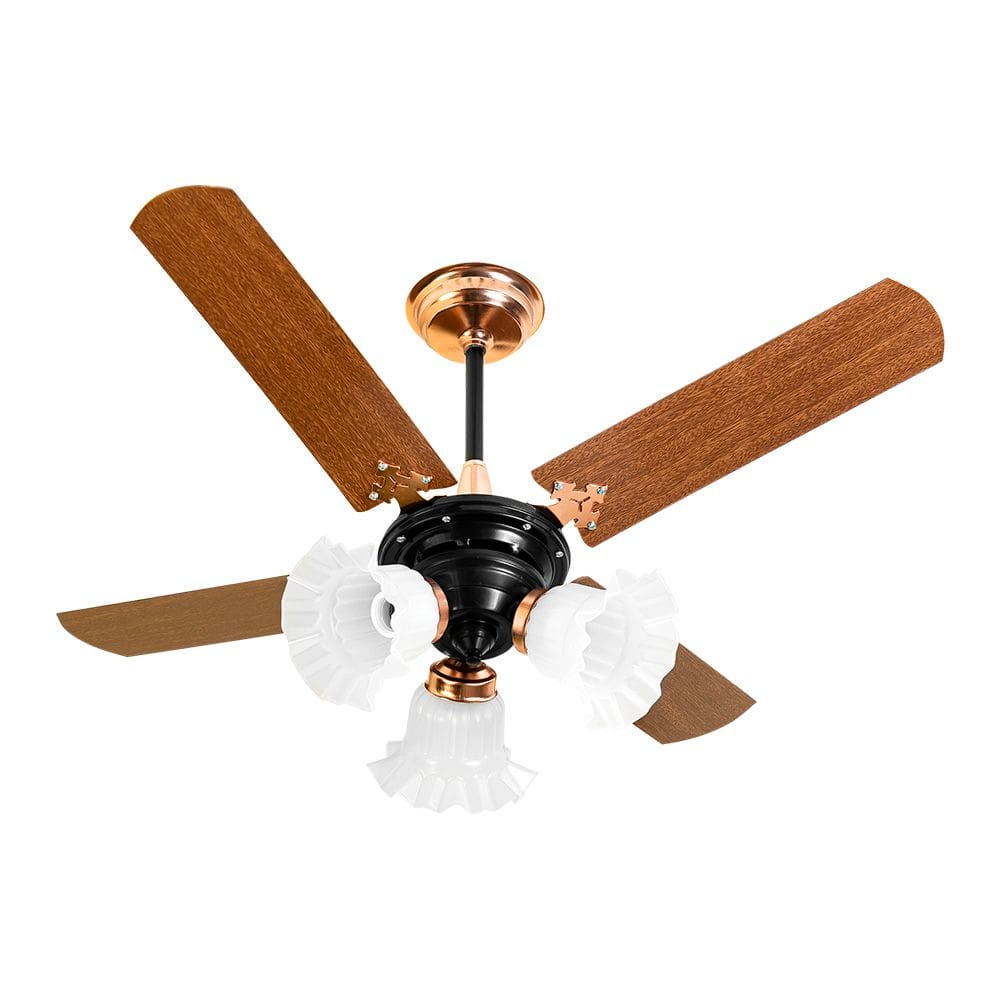 Ventilador De Teto Venti-Delta New Zeta Com 4 Pás Preto / Cobre