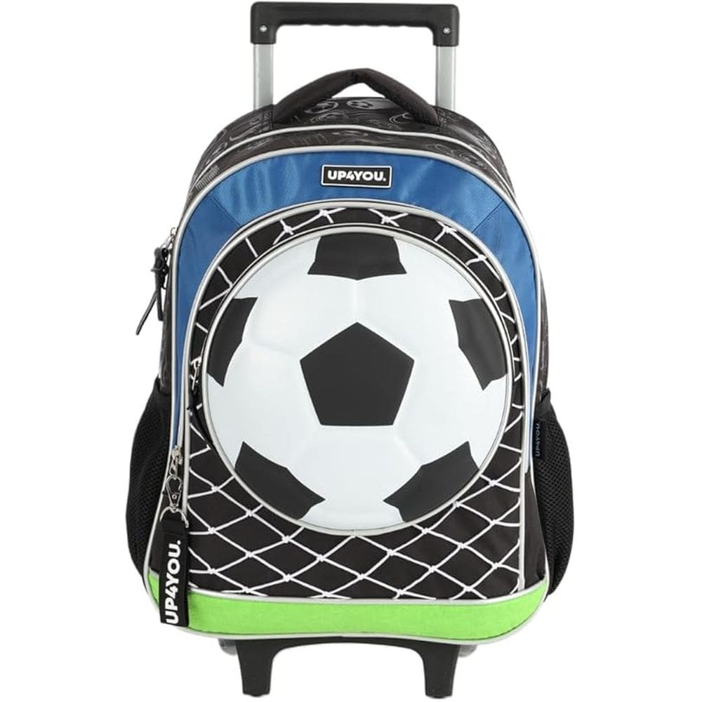 Mochila Escolar Futebol + Rodinhas Preto Up4you - IC41742UP