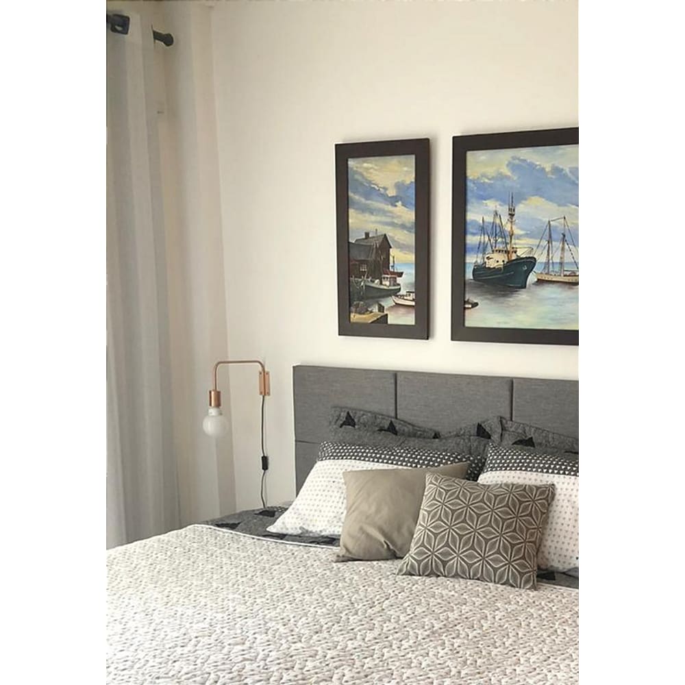 Cabeceira Estofada Queen 6 Blocos Não é Segredo Linho Cinza 160x60