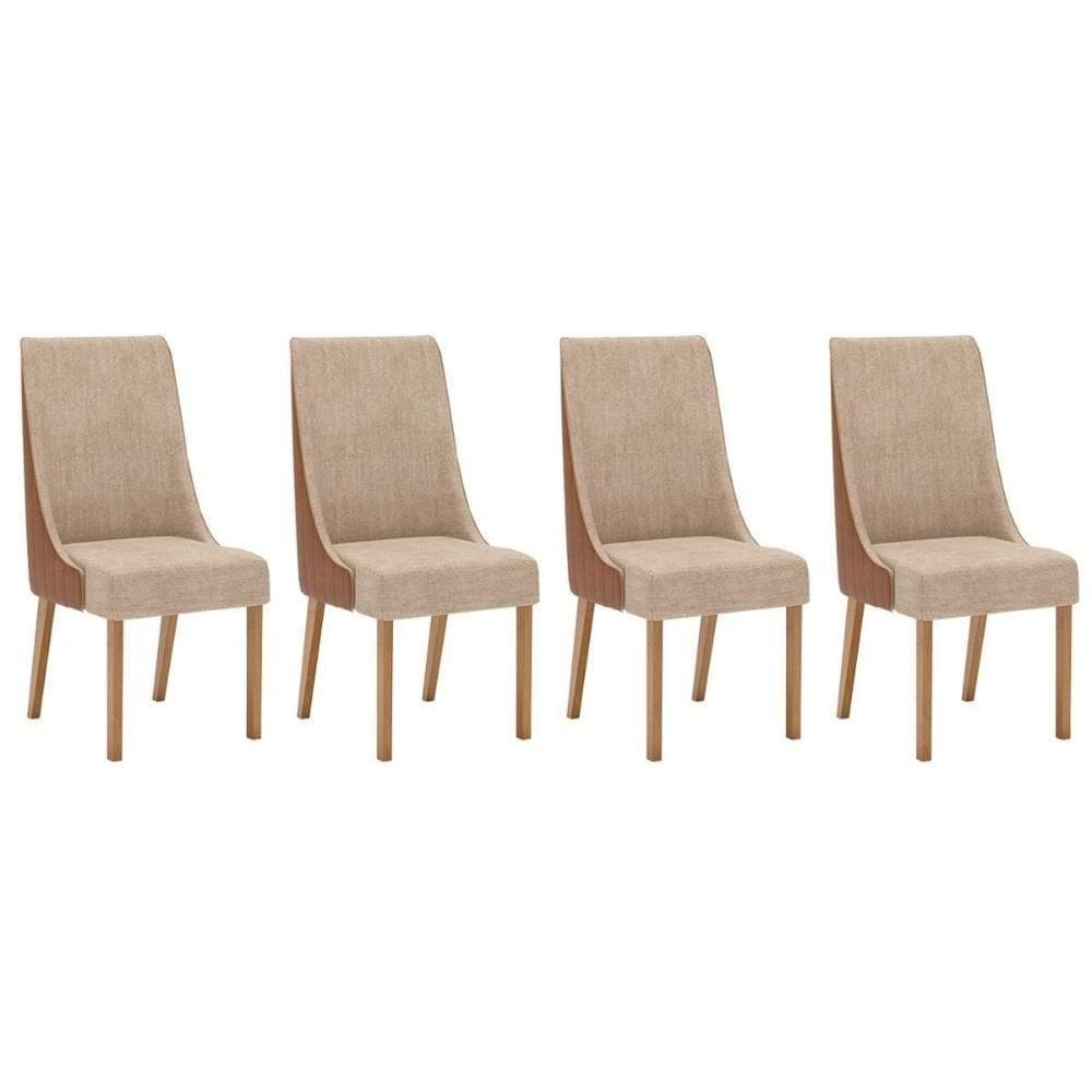Cadeira Sala De Jantar Ivy Kit 4 Un Nature-courano-caramelo-creme - Henn
