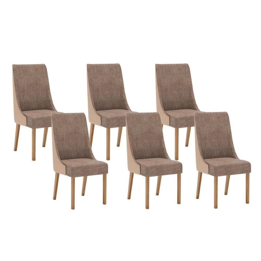 Cadeira Sala De Jantar Ivy Kit 6 Un Nature-courano Bege-cacao - Henn