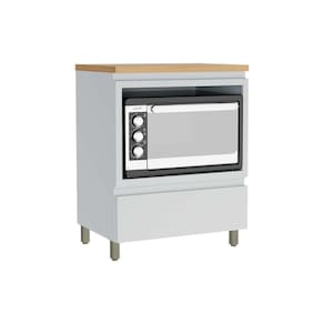 Balcão Cozinha P- Cooktop C- Tampo Rainha C- 1 Porta E 1 Nicho Forno 70 Cm Branca-nature - Nesher
