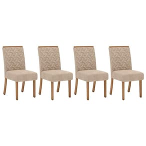 Cadeira Sala De Jantar Esther Kit 4 Un Nature-linho Creme - Henn