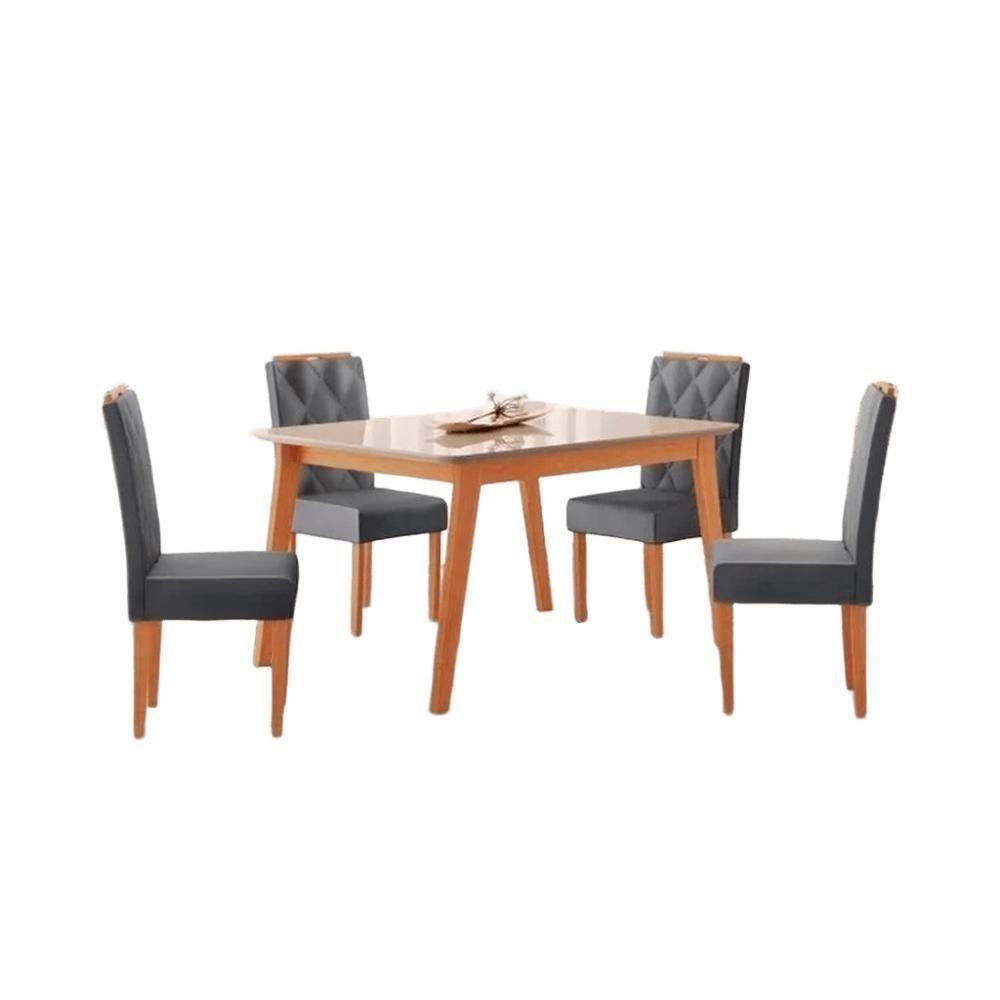 Conjunto Mesa De Jantar Elegance Off White 1,20 M Com 4 Cadeiras Diamante