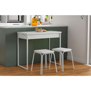 Conjunto: Mesa De Cozinha Dobrável 1590 C- 2 Banquetas Branco - Carraro