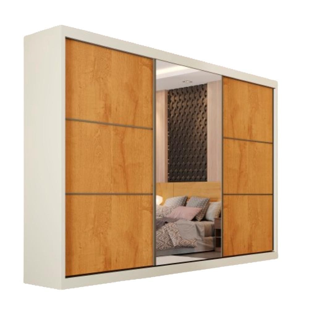 Guarda Roupa Bragança 1 Porta Espelhada MDF - Móveis Europa