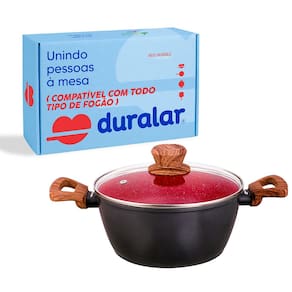 Panela Caçarola Cerâmica Antiaderente N16 Red Marble Duralar