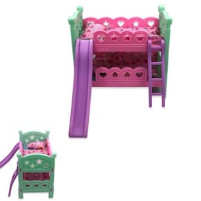Brinquedo Berço De Boneca Com Escorregador Modelo Beliche Rosa