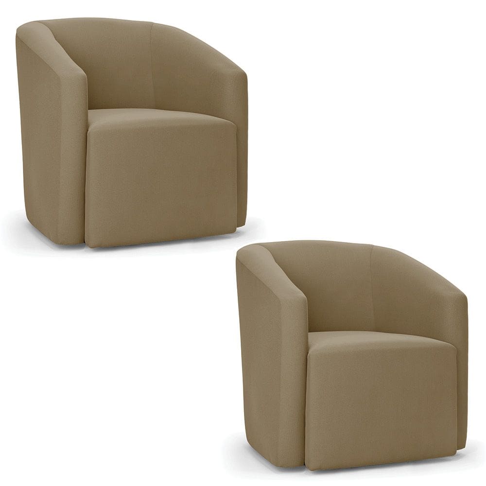 Poltrona Decorativa Orgânica Kit 2 Stella Max Suede Marrom Rato D03 - D`Rossi