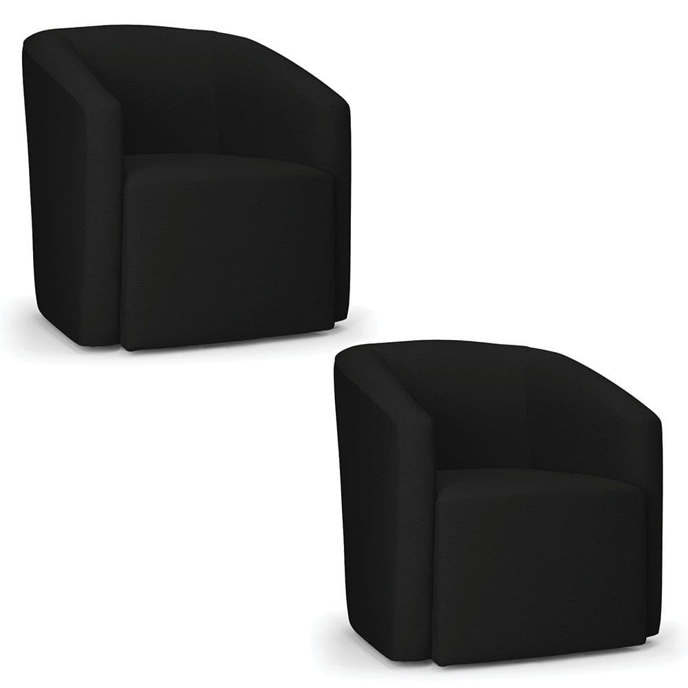 Poltrona Decorativa Orgânica Kit 2 Stella Max Linho Preto D03 - D`Rossi