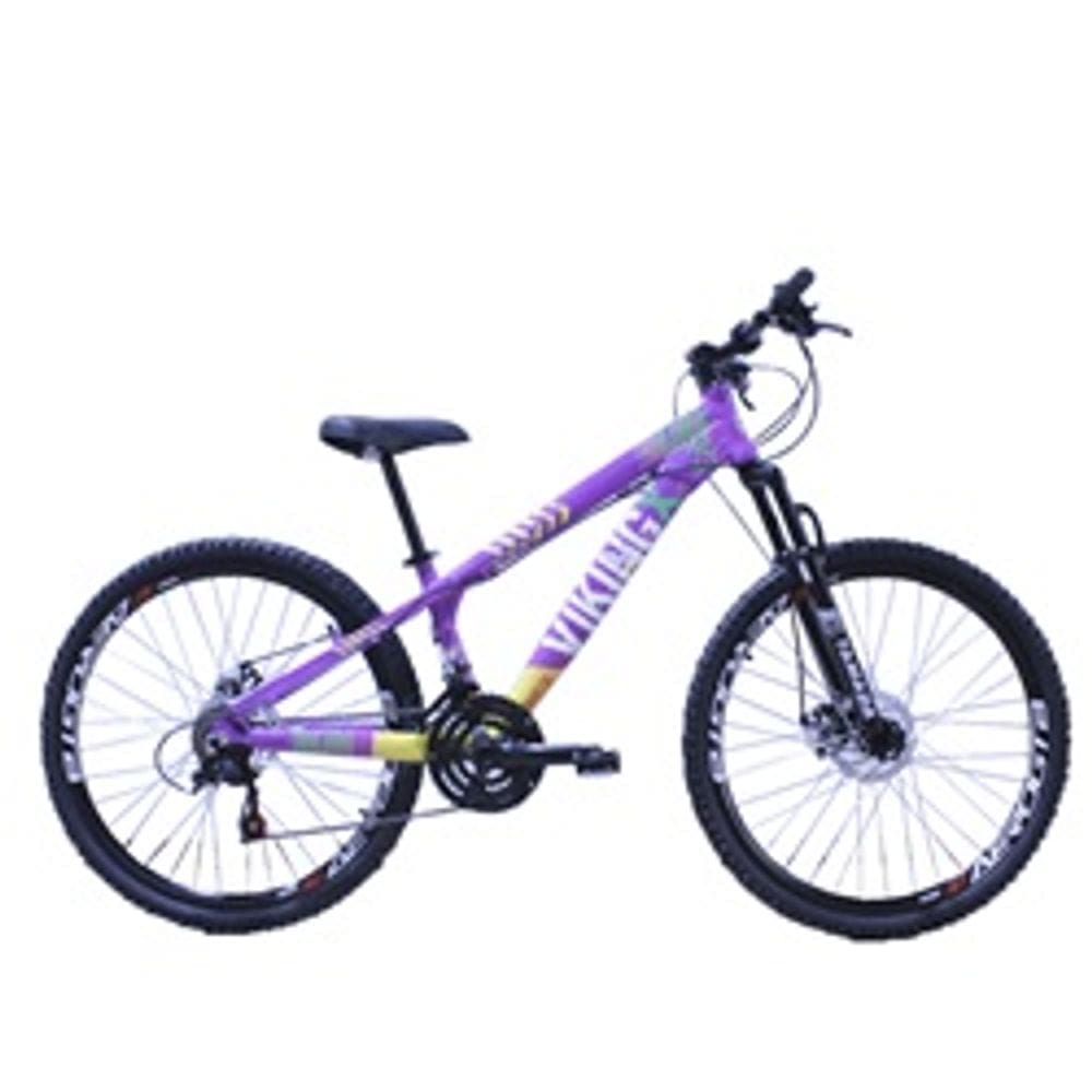 Bicicleta Vikingx Aro 26 Câmbios Importado 21V Aero Lílas Amarelo