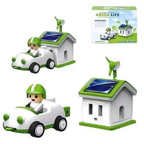 Kit Robo Carrinho E Casa Solar Brinquedo Infantil 3 Em 1 Robotica Com Catavento Educativo Recarregavel