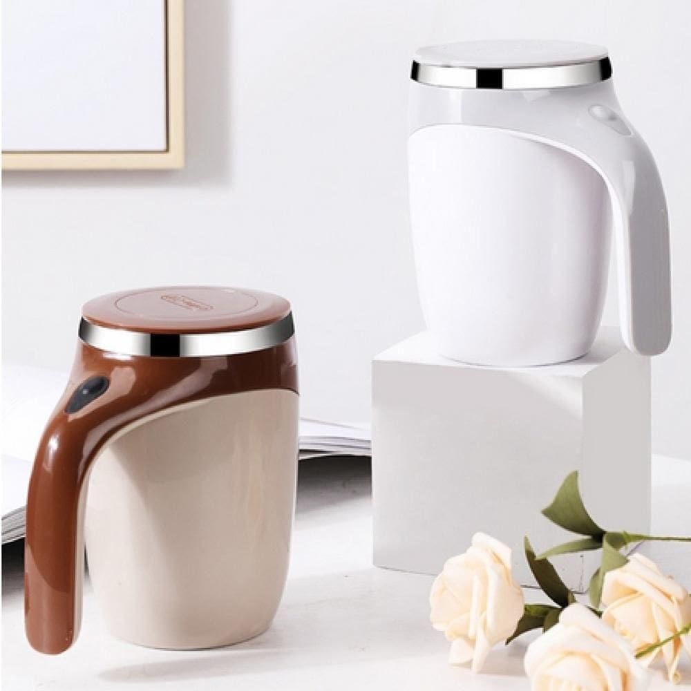 Caneca Mixer Automatica Grande 400ml Bule Misturador Manetico Copo Jarra Liquidificador Shake Vintage Luxo Cor:branco