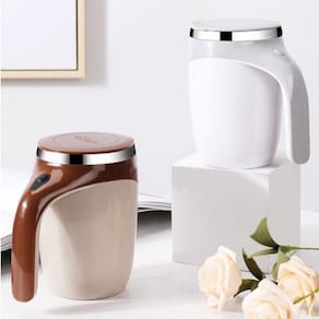 Caneca Mixer Automatica Grande 400ml Bule Misturador Manetico Copo Jarra Liquidificador Shake Vintage Luxo Cor:branco