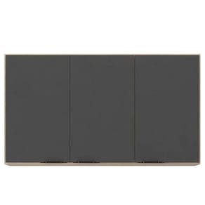 Armário Aéreo Cozinha Firenze 1,20 Cm 3 Portas Cor Avena e Grafite - Fabrica 1 Móveis