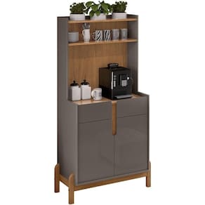 Aparador Cantinho Cafe 50525 2 Portas 81cm Cinza Perola Cedro Dcasa Cinza Perola Cedro