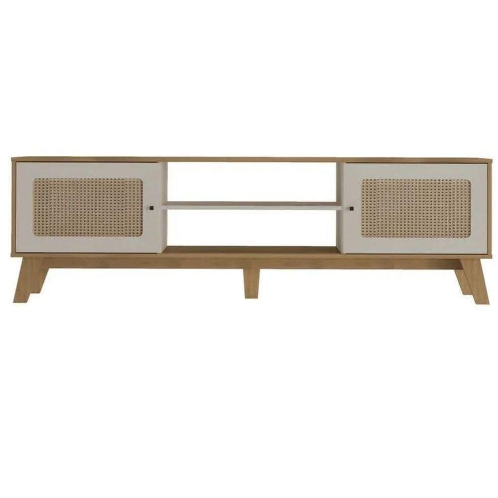 Rack Bancada Charlotte 02 Portas 01 Prateleira 180cm Carvalho Off White - Fabrica 1 Móveis