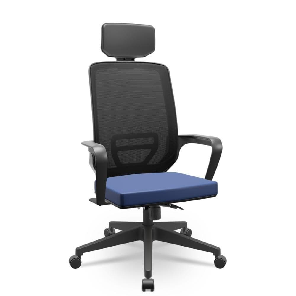 Cadeira Adrix Vinil Azul Moderna