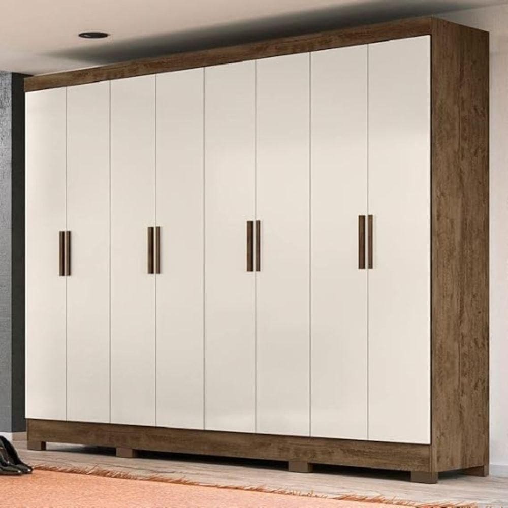 Guarda Roupa Casal Diplomata 8 Portas 4 Gavetas Castanho Bauninha - Fabrica 1 Móveis