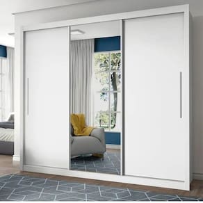 Guarda Roupa Casal Espelho 3 Portas e 4 Gavetas Royale Branco - Fabrica 1 Móveis