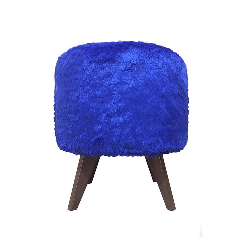 Puff Pé Palito Redondo Não é Segredo Astracan Pelúcia Azul 40x45