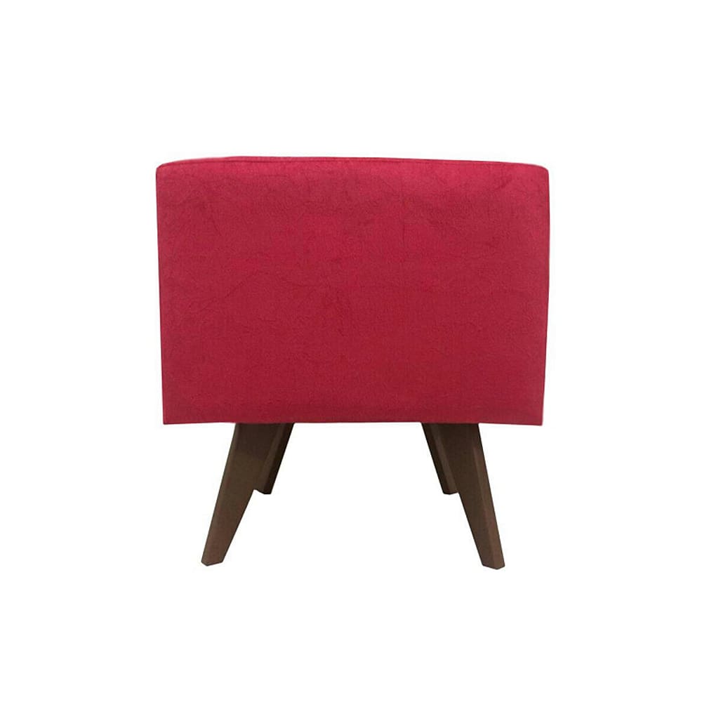 Puff Pé Palito Quadrado Não é Segredo Suede Liso Vermelho 40x45