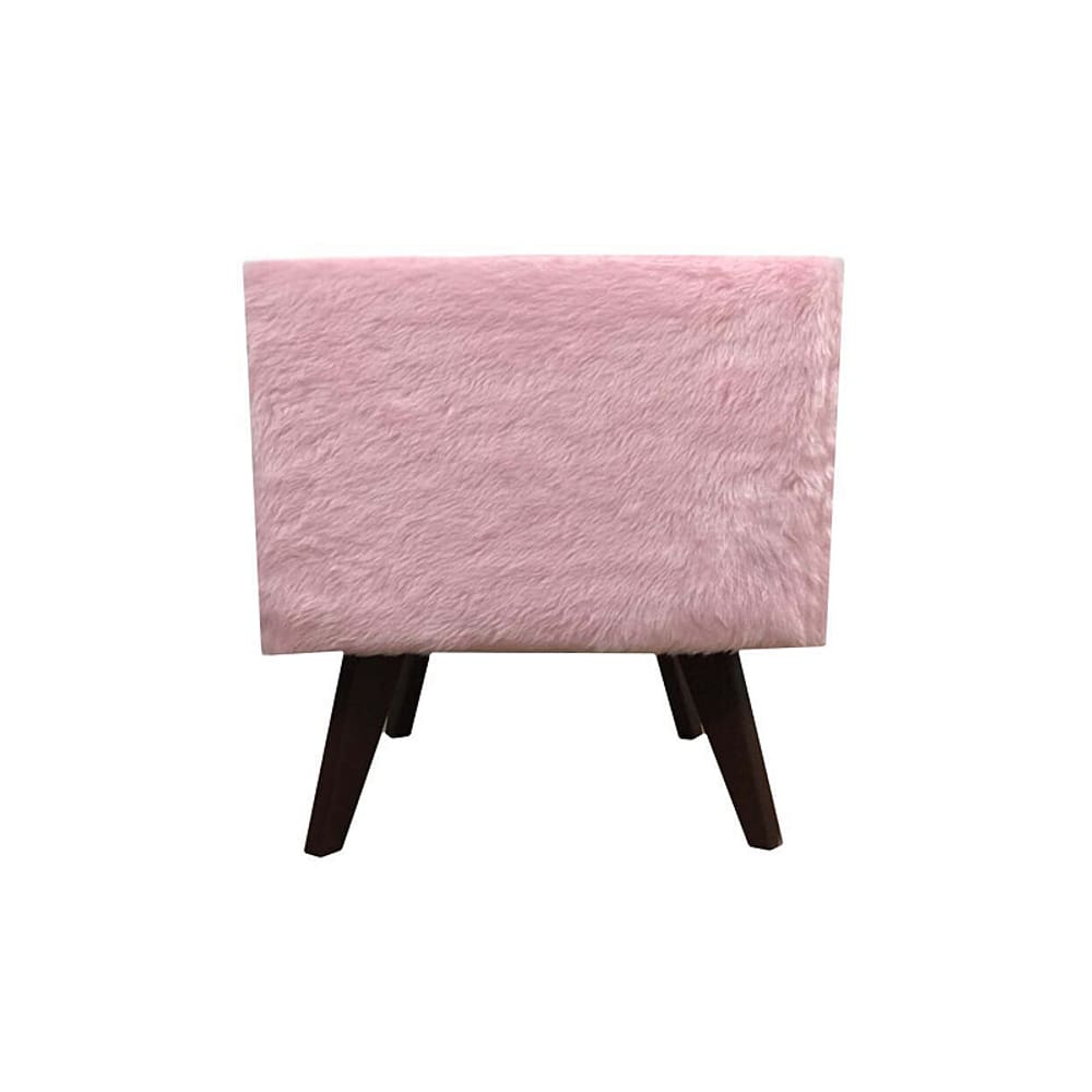 Puff Pé Palito Redondo Não é Segredo Astracan Pelúcia Rosa Pés Marrom 40x45