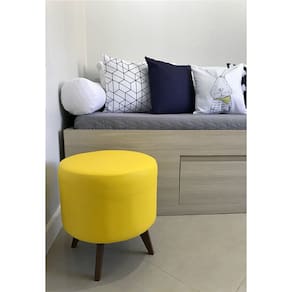 Puff Pé Palito Redondo Não é Segredo Courvin Amarelo 40x45