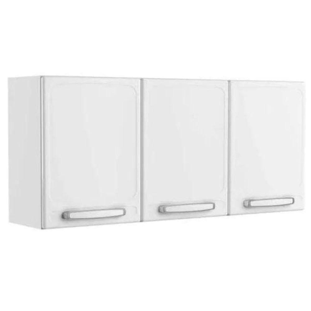 Armário Aéreo Em Aço Para Cozinha Evidence 03 Portas 120cm Branco -fabrica 1 Móveis
