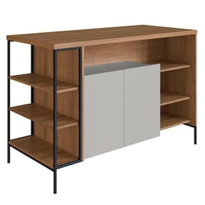 Mesa Ilha Gourmet 131 Cm 2 Portas P1035 Arenas Mell Pp Milani Store