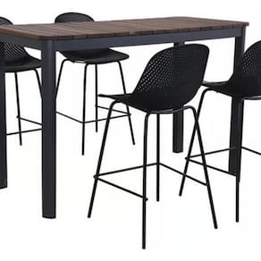 Conjunto Bar Alto 5 Peças Madeira Aço Sala Varanda Marselha