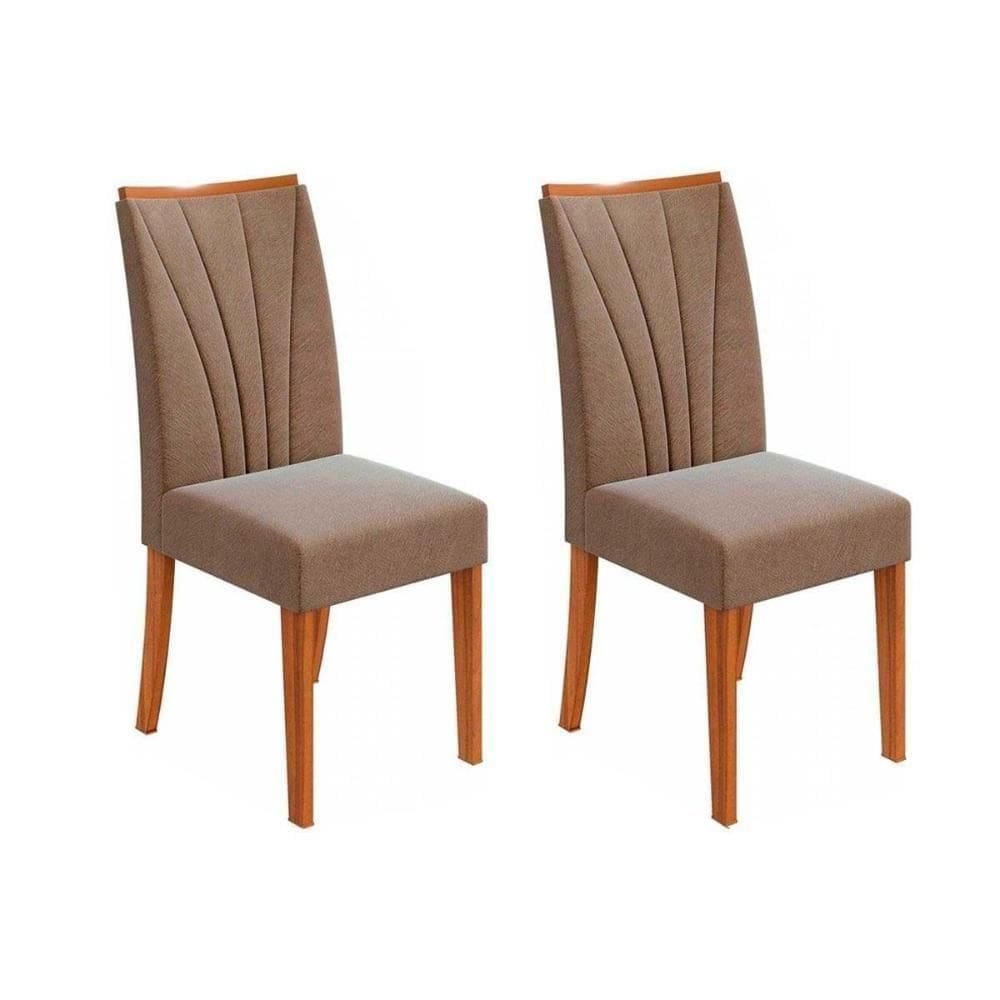 Cadeira Sala De Jantar Apogeu Kit 2 Un Amendoa-suede Animale Bege - Lopas