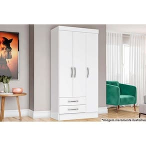 Guarda Roupa Solteiro 3 Portas E 2 Gavetas Briz Be16 Branco-rosa