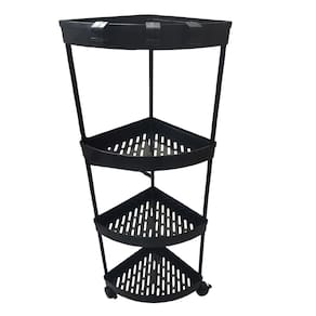Carrinho Prateleira de Canto 4 Andares Rack Estante Organizaçao Gancho Rodinhas Casa Banheiro Cozinha Multiuso Resistente
