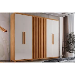 Guarda Roupa Solteiro 6 Portas E 2 Gavetas C- Pés Cairo Naturale-off White Rufato