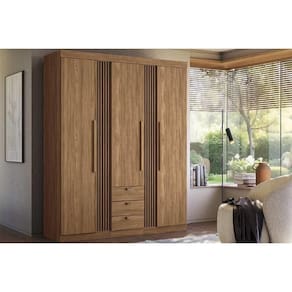 Guarda Roupa Solteiro 3 Portas 3 Gavetas 3.3 Aurora Jatoba - Santos Andirá