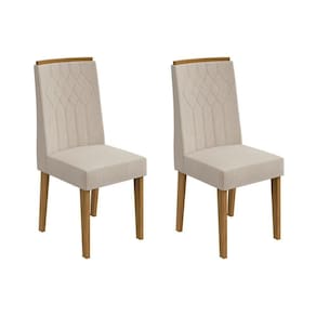 Cadeira Sala De Jantar Exclusive Kit 2 Un Rovere-amêndoa-linho Rinzai Bege - Lopas