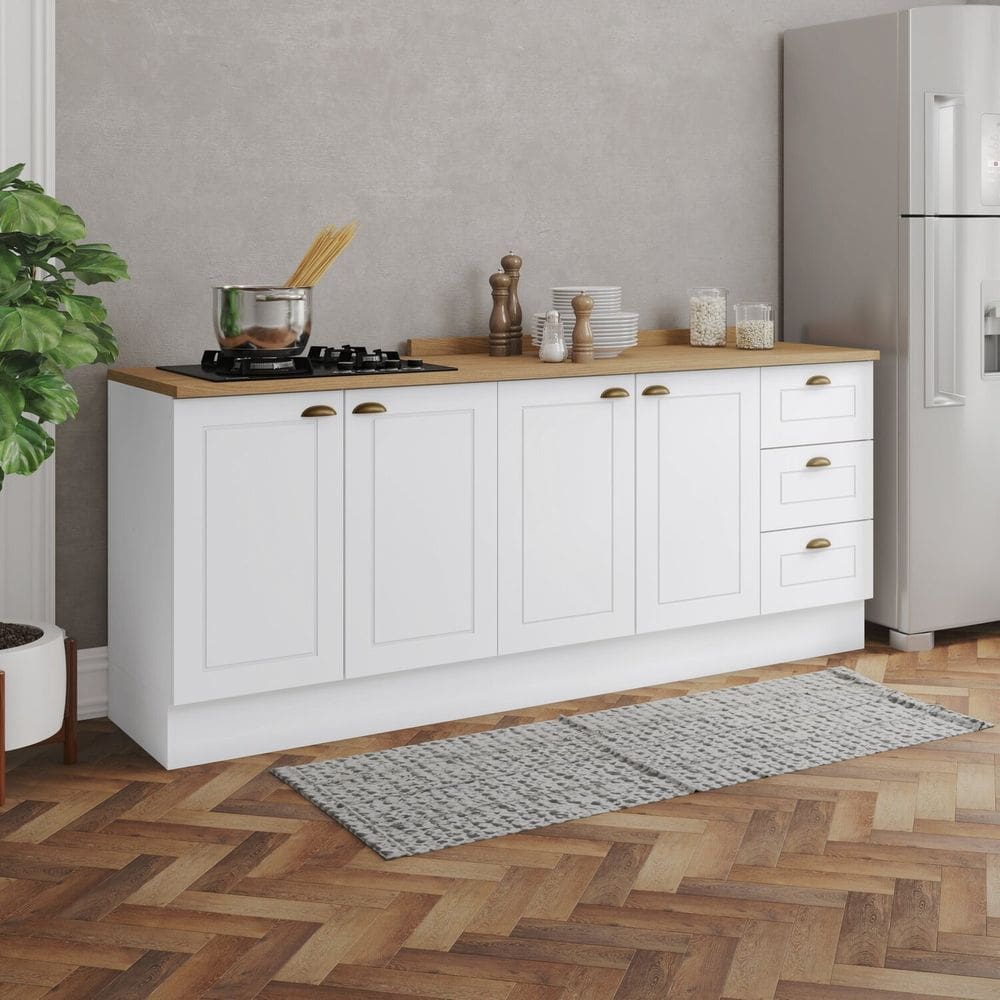 Cozinha Compacta 2 Peças 100% Mdf com Tampo Americana
