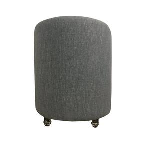 Puff Redondo Não é Segredo Linho Cinza Vazado Rodinha 40x45 NSPR03L-R