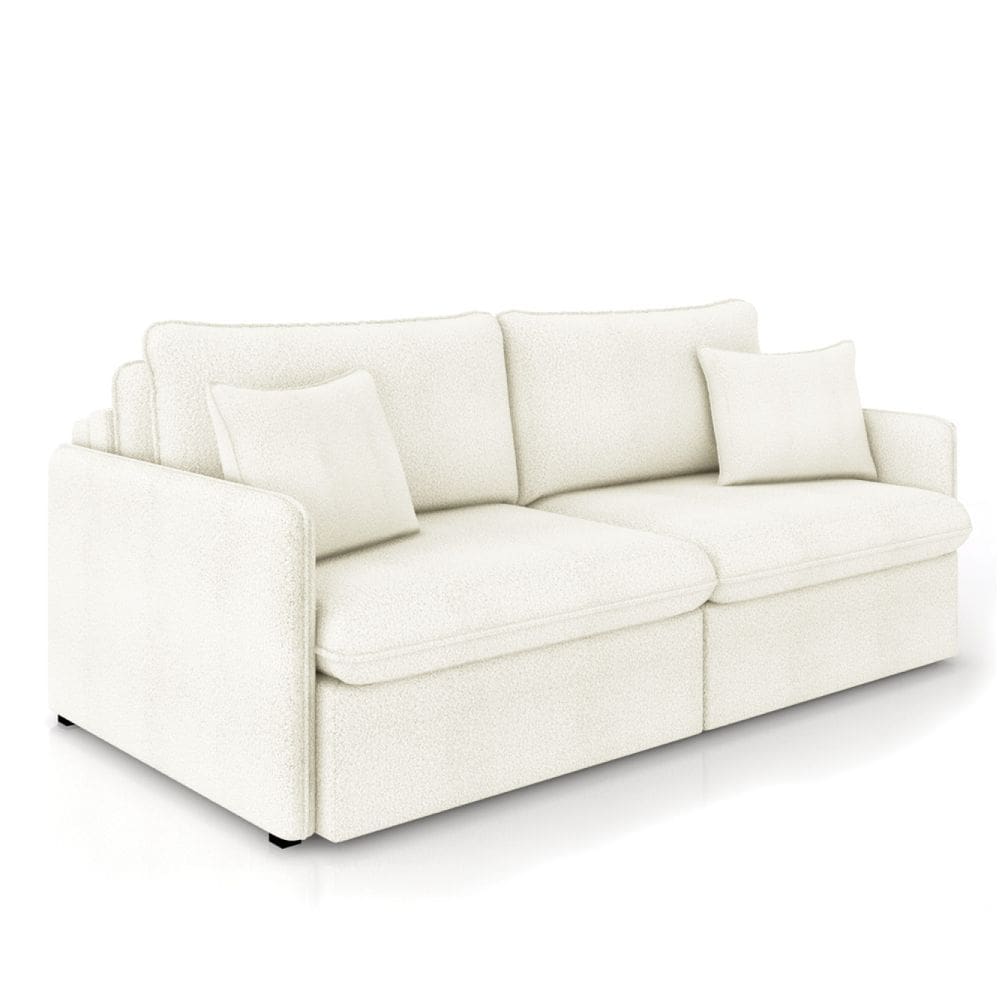 Sofá Retrátil Reclinável 3 Lugares 194cm Maili Bouclê Bege K01 - D`Rossi