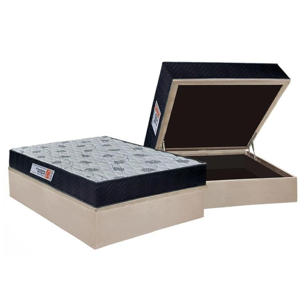 Cama Box Baú Casal: Colchão Ortopédico Orthoflex Foggia Sogni Unic Face + Base Clean(138X188)