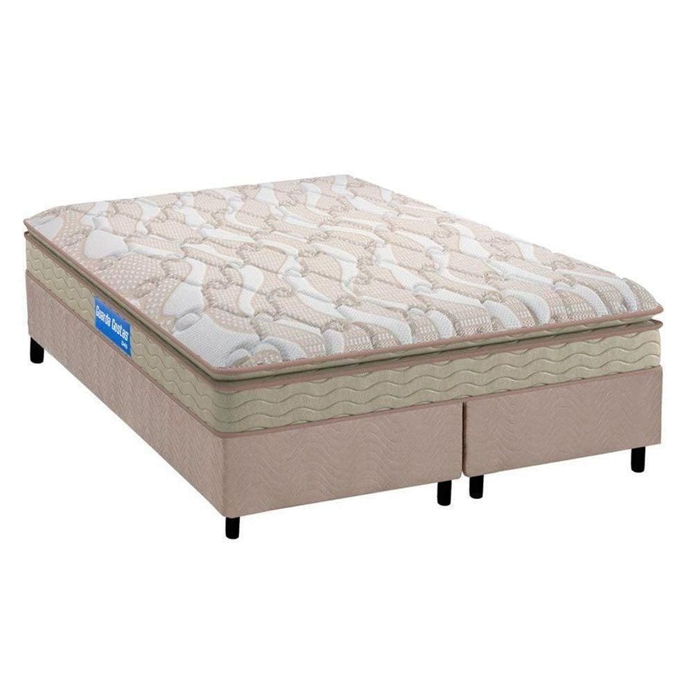 Cama Box King: Colchão Espuma D45 Probel Guarda Costas + Base Crc Suede Clean(193X203)