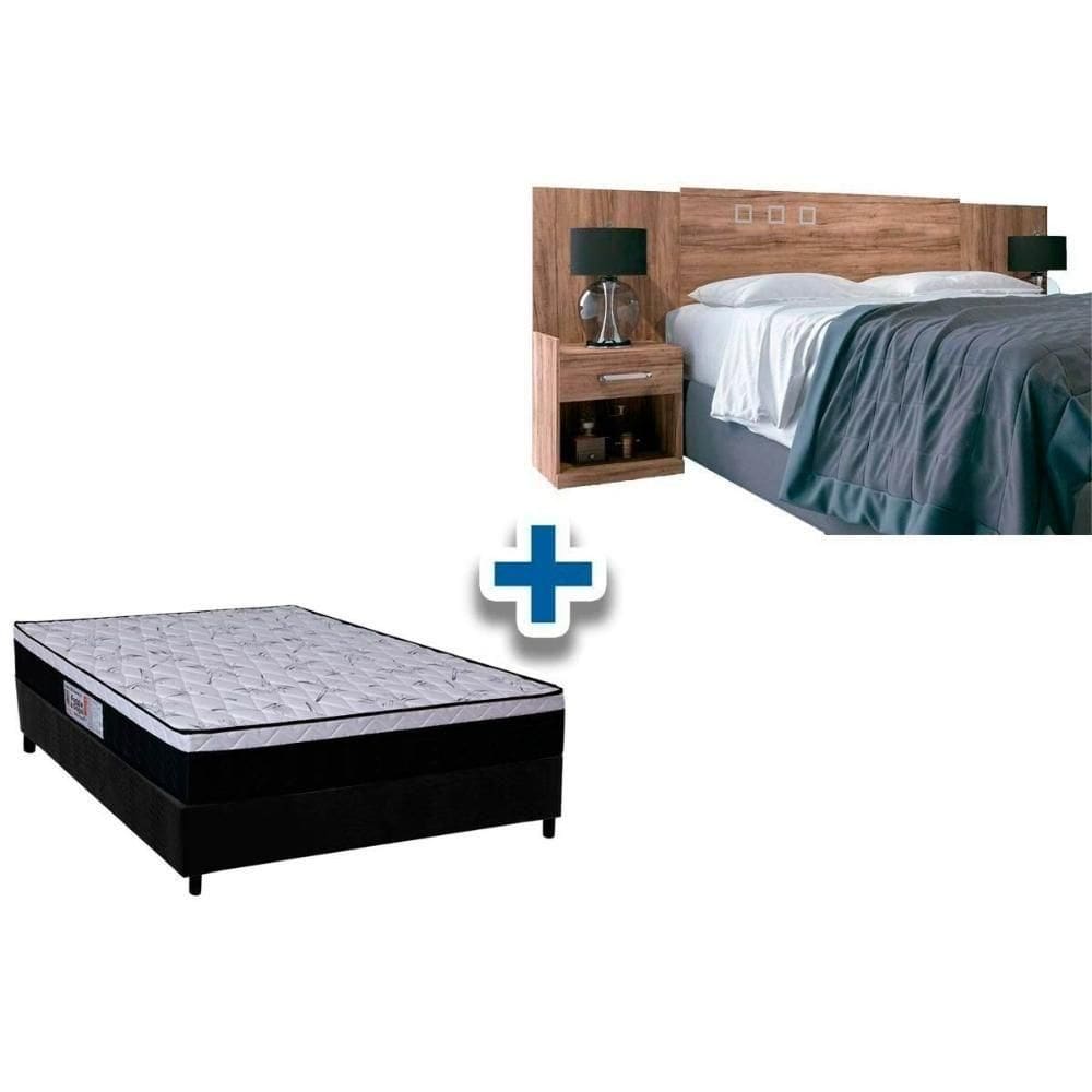 Cama Box Casal Crc + Colchão Ortopédico Foggia Sogni + Cabeceira Plus Atacama
